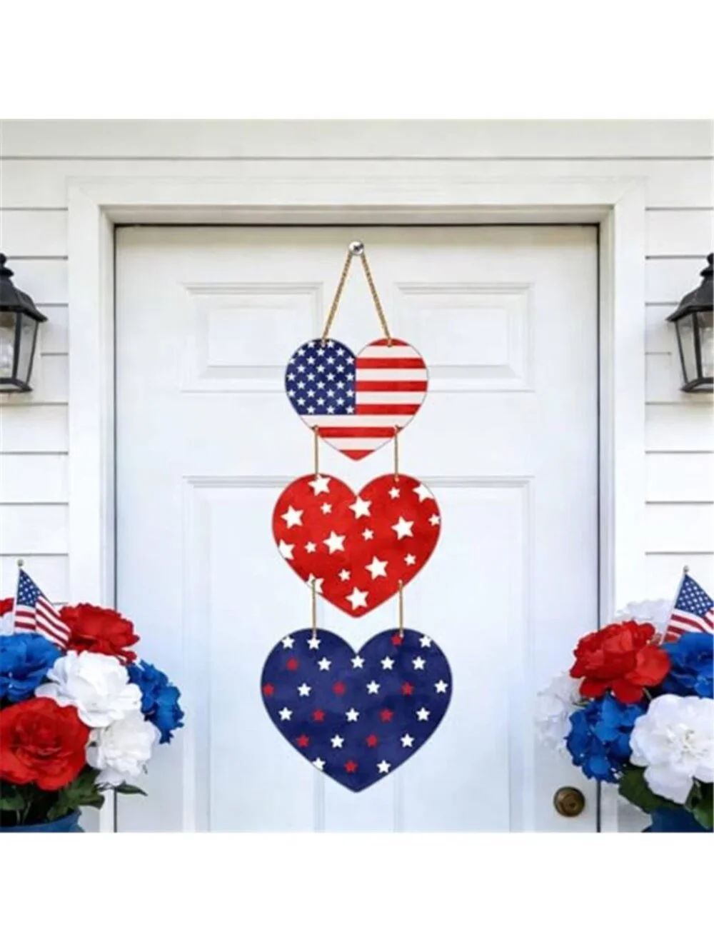4th of July Decoration Heart Patriotic Wreath Hanging Sign